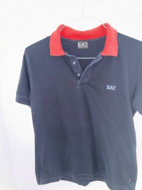 Emporio Armani EA7 Black Polo with Red Collar